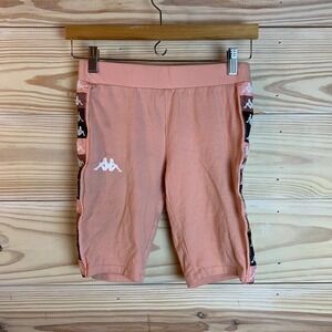 Kappa Biker Shorts Womens XS Pink Side Stripe Logo Y2K